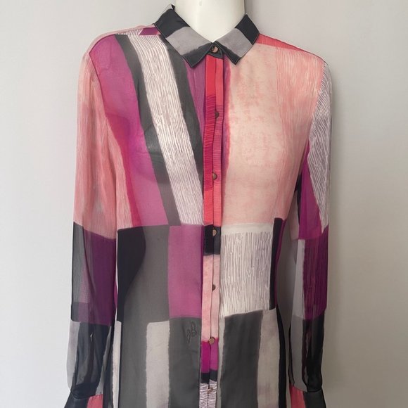 Sheer multi color block blouse - Picture 6 of 6